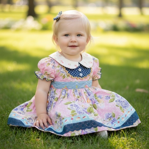 Matilda Jane Other - Matilda Jane Pink and Blue Floral Baby Dress 2T